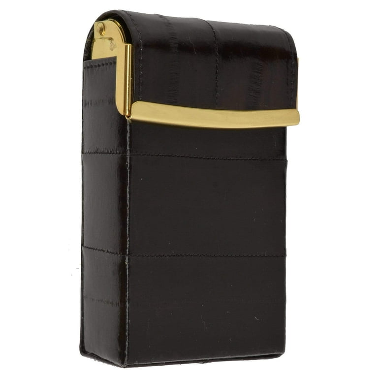 slim leather cigarette case Eel Skin Genuine Leather Sliding Cigarette Case Wallet E 131