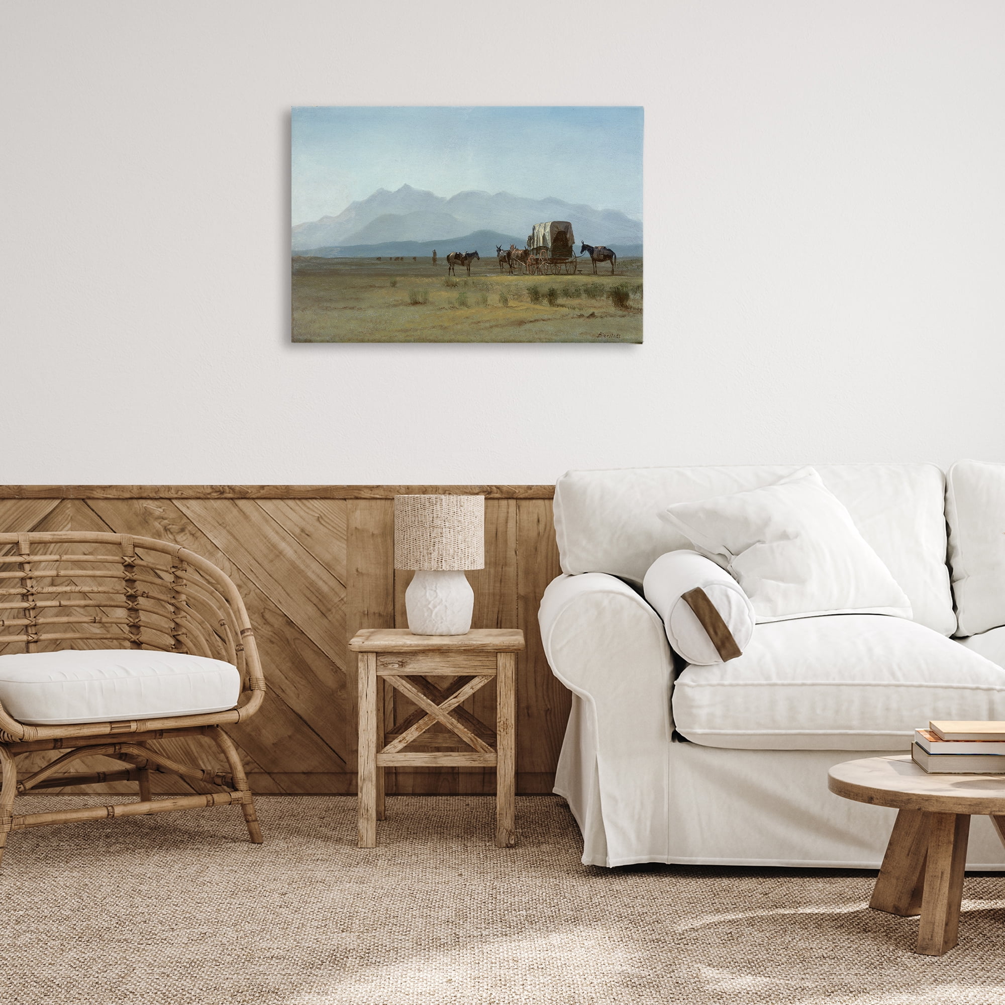 Stupell Industries Classic Bierstadt Surveyor's Wagon Landscape & Nature Painting Wrapped Canvas Art Print Wall Art, 30 x 20