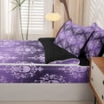 thumbnail image 5 of Homewish Boho Skull Damask Zipper Full Size Comforter Sets with Fitted Sheet and 2 Pillowcases,Gothic Halloween Zipper Bedding Set,Light Purple,Black Reversible,4pcs, 5 of 8