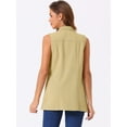 thumbnail image 4 of DARING DIVA Women's Button Down Sleeveless Pockets Mid-Long Denim Vest XS Khaki, 4 of 6
