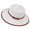 White, variant on Women’s Leather Buckle Trim Vintage Western Flat Crown Straw Hat with Oversized Straight Brim for City Shopping Beige