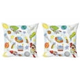 thumbnail image 1 of Ambesonne Cartoon Throw Pillow Cover 2 Pack, Outer Space Earth, 24", Multicolor, 1 of 2