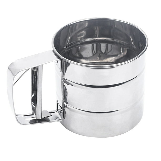 Tamiz De Harina Para Hornear, Taza Tamiz De Harina Con Prensa Manual, Compacto, Versátil, Resistente Al óxido Para Pasteles