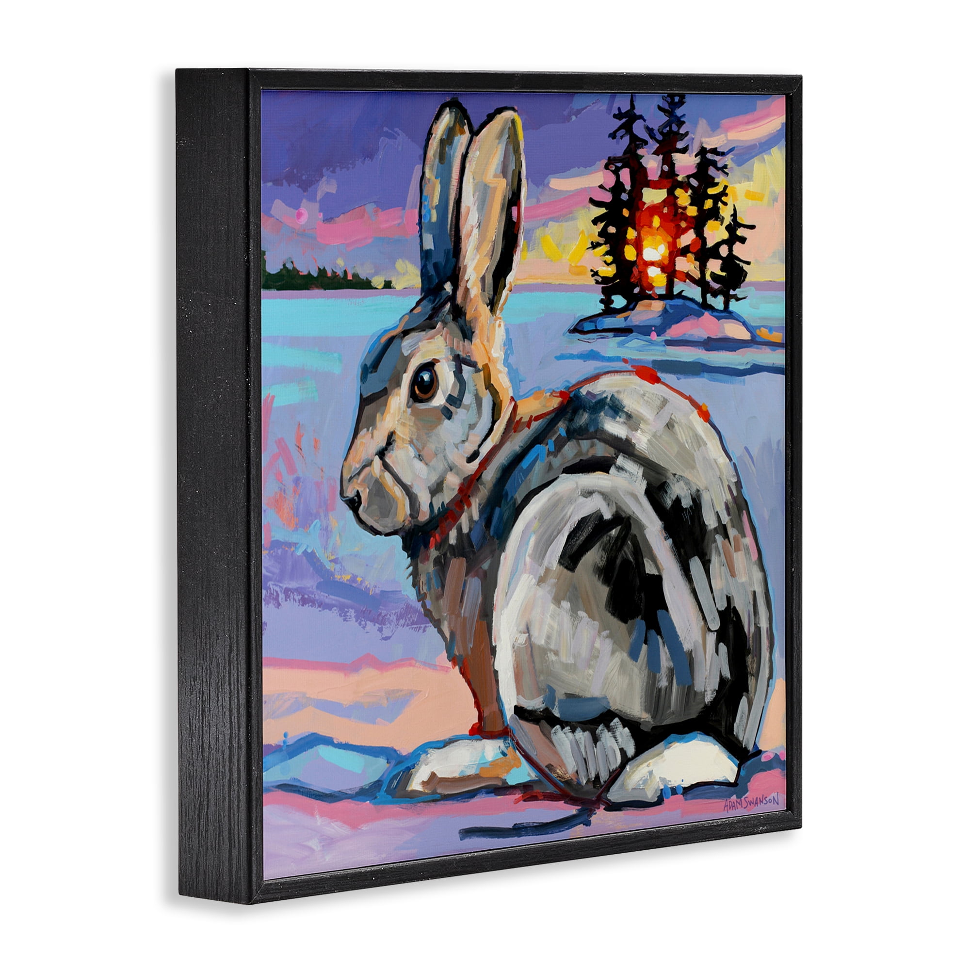 Runaway Goliath Rabbit Black Framed Giclee Art, design by Adam Swanson