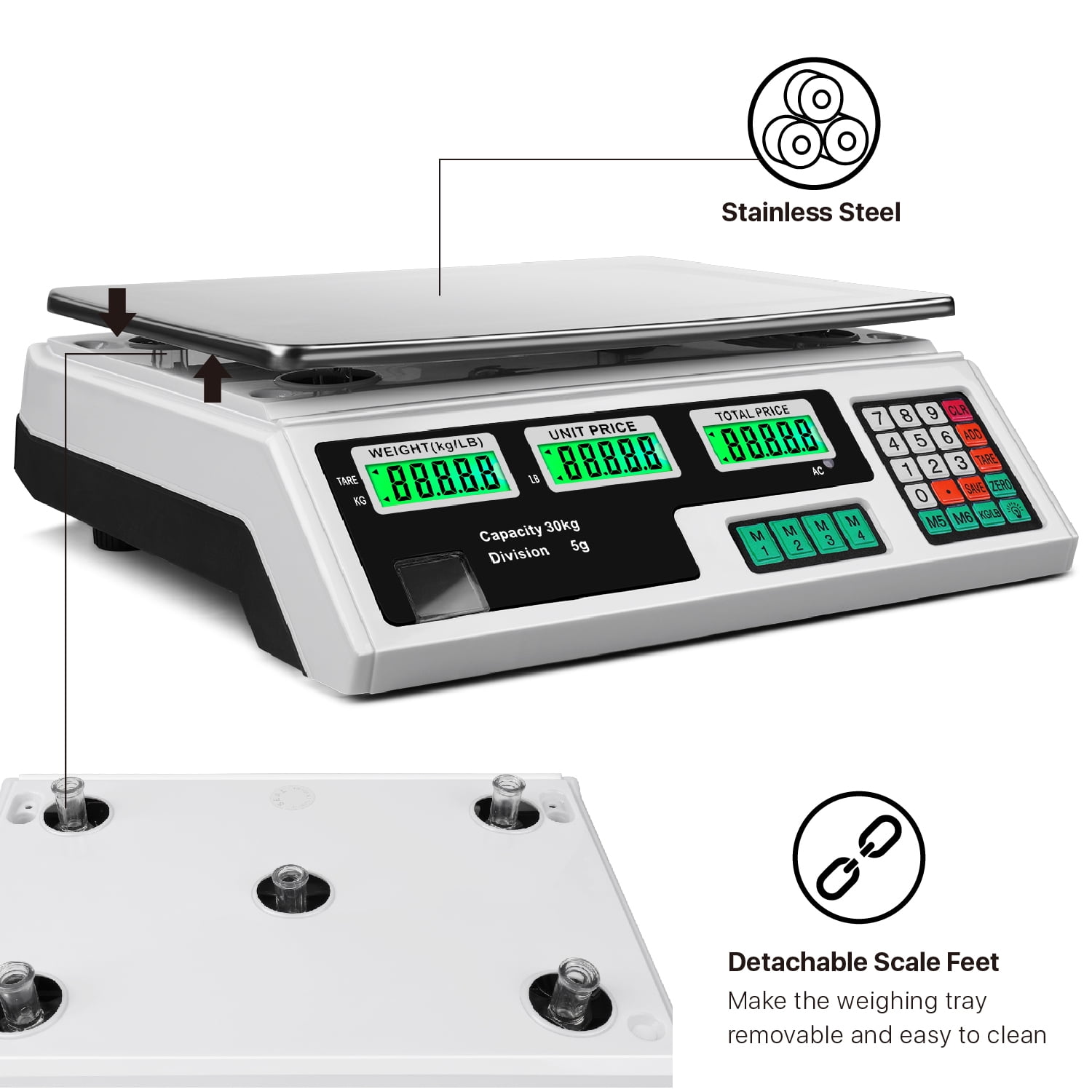 Meat Food Price Computing Retail Digital Scale 50KGS Fruit Produce  Counting