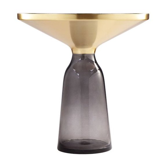 Pangea Home End Table Coffee Accent Table, Round, Modern, Indoor in Glass, Gray