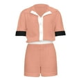 thumbnail image 5 of Shorts Set For Women Knit Color Block Button Down Shirt And High Waist Shorts Tracksuits Jumpsuits Shorts Suits Swimming Suit plus Swimming Wear Women Womens Bathing Suit with Shorts Women plus, 5 of 6