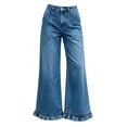 thumbnail image 5 of ATOYSOY Wide Leg Jeans for Women Stretch High Wasited Loose Trendy Denim Jean Ruffle Hem Pants, 5 of 9