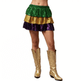 thumbnail image 3 of Women Mardi Gras Sequin Mini Skirts Ruffled Sparkly Colorful Short Skirts High Waist Shiny Glitter Carnival Skirt - Sequin Tiered Skirt Elastic Waist Glitter Ruffled Layered Mini Skirt Green M, 3 of 7