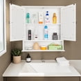 thumbnail image 2 of GZXS Bathroom Cabinet with Mirror, Wall Mounted Medicine Cabinet with Adjustable Shelf, Storage Cabinet for Kitchen, Living Room, White, 2 of 8