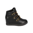 thumbnail image 2 of Fahrenheit EH78 Women Leatherette Round Toe Metallic Hook and Loop Hidden Wedge Sneaker, 2 of 5