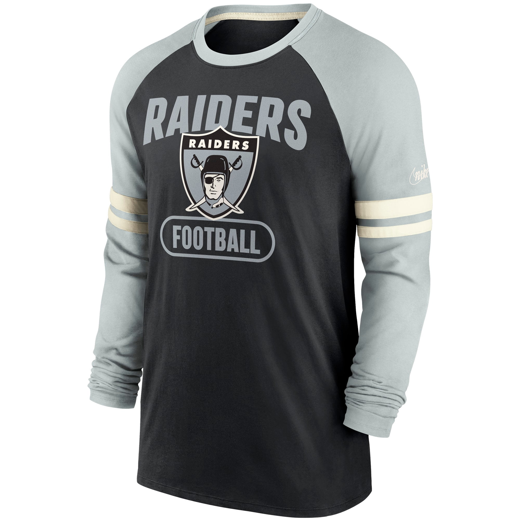 Nike Men's Las Vegas Raiders Athletic Long Sleeve Raglan T-Shirt - Charcoal Heather & Black - L (Large)