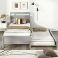 thumbnail image 5 of Costway Twin Size Platform Bed with Trundle Pull-out Trundle Headboard & Footboard Gray, 5 of 10