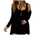 thumbnail image 2 of KANG Sleeveless Dress And Cardigan Two Piece Soft Ribbed Knit Tunic Tank Maxi Long Dress With Open Front Coat Casual Outfit, 2 of 9