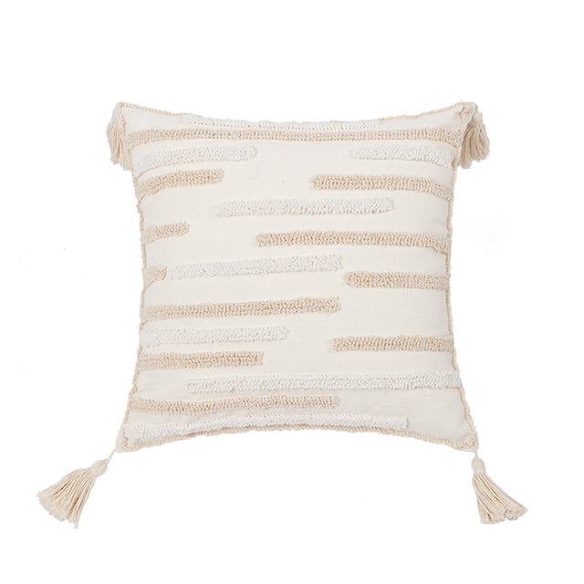 Funda de cojín para sofá, almohada para cintura, almohada con mechones B&B, funda de almohada
