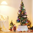 thumbnail image 4 of Naiovety Collar de árbol de Navidad de terciopelo y lentejuelas para un toque festivo. Se mostrará la brillante cesta del árbol de Navidad. Kits de decoración para fiestas blanco, 4 of 6
