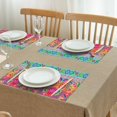 thumbnail image 3 of Colorful Pioneer Flower Pattern Summer Placemats Table Placemats Set Of 4-Linen Kitchen Washable Placemats Table Mats 11.8"x17.7" Non-Slip Heat Resistant, 3 of 6