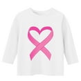 thumbnail image 3 of BRGZLK Breast Cancer Shirts for Kids Trendy Pink Ribbon Pattern Tee Loose Round Neck 3/4 Sleeve Casual Pullover Top White 7-8 Years, 3 of 4