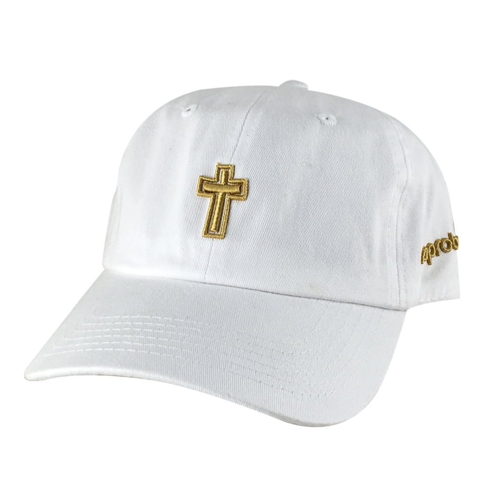 Jesus 3D Cross Church Adjustable Hat Dad Cap White Gold
