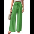 thumbnail image 2 of Pantalones de Salón de Pierna para Mujer, Cintura Alta, Ajustables, con Nudo de Lazo, Holgados. Verde M, 2 of 10