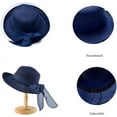 thumbnail image 4 of Women Sun Hats Fashionable Summer Wide Brim Cap Beach Straw Hat UV UPF50 Travel Packable Cotton Hat, 4 of 5