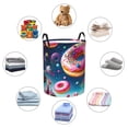 thumbnail image 4 of Balery Starry Sky Colorful Donut Cesta de ropa redonda con asas, impermeable, independiente, para ropa, juguetes, dormitorio y familia-Medium, 4 of 6