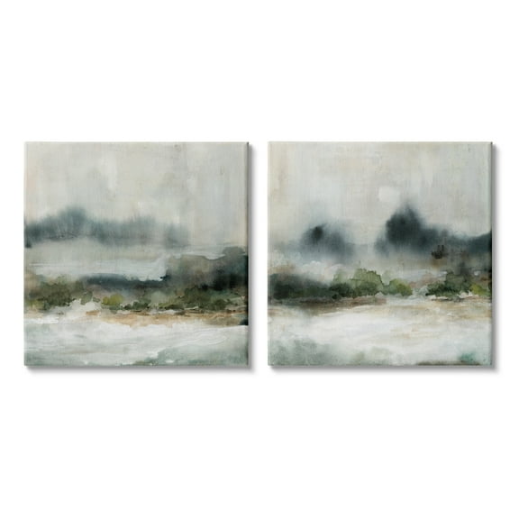 Stupell Industries Somber Abstract Landscape Mountain Scenery Watercolor Details Painting Gallery Wrapped Canvas Print Wall Art, Set of 2, Design by Carol Robinson