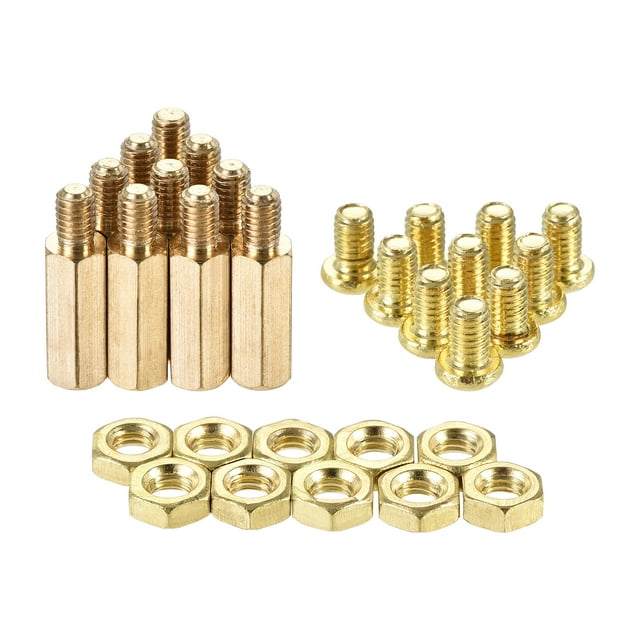Unique Bargains Hexagonal Laiton Entretoise Mâle-Femelle Vis Écrou Kit 20 Ensembles 15mm + 6mm