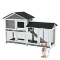 thumbnail image 1 of QinaQin 63-Inch Indoor Rabbit Cage with 3 Leak-Proof Trays, Wooden Waterproof Roof, Suitable for Both Indoor and Outdoor Use, Double-Layer Rabbit/Chicken House, Gray-Black, 1 of 7