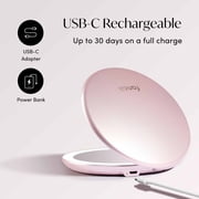 Fancii Taylor LED Lighted Travel Makeup Mirror, Rechargeable, 10x/1x Magnifying & 3 Light Settings - Compact, Portable, Large 5-inch Wide, for Handbag and Purses (Rose Gold)