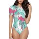 thumbnail image 1 of Balery Flamingo Body de cuello redondo de manga corta para mujer Tops de manga corta Tops básicos-Small, 1 of 7