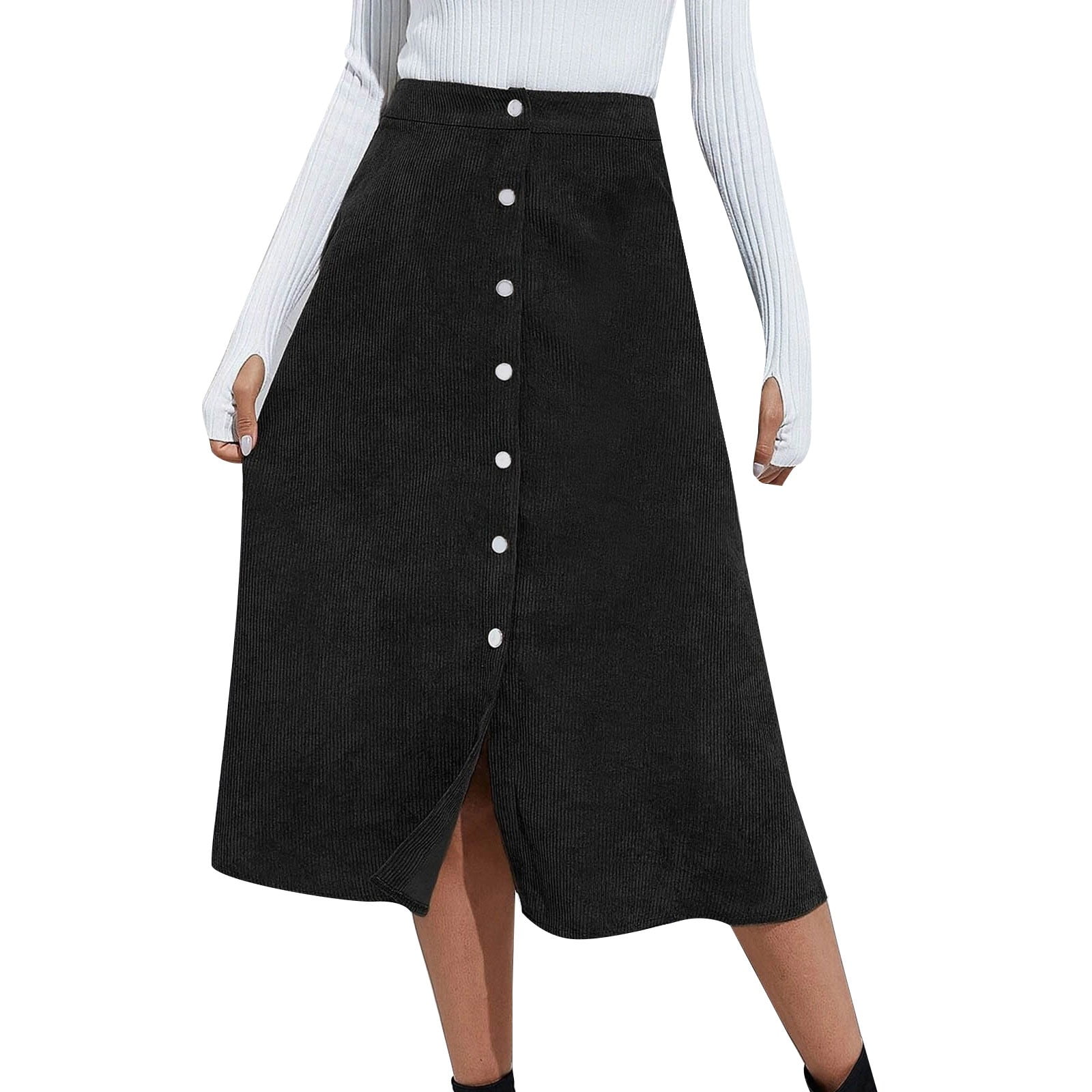 Skirts For Women Lady Long Skirt Solid High Waist Skirt Corduroy Wrap