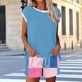 thumbnail image 2 of Travel Sets for Women 2 Piece Cap Sleeve Crew Neck Casual Shirts and Shorts Loungewear Summer Outfits, 2 of 6