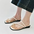 thumbnail image 4 of Women's Flat Sandals with Metal Toe Ring Square Open Toe Casual Summer Beach Sandals, 4 of 12
