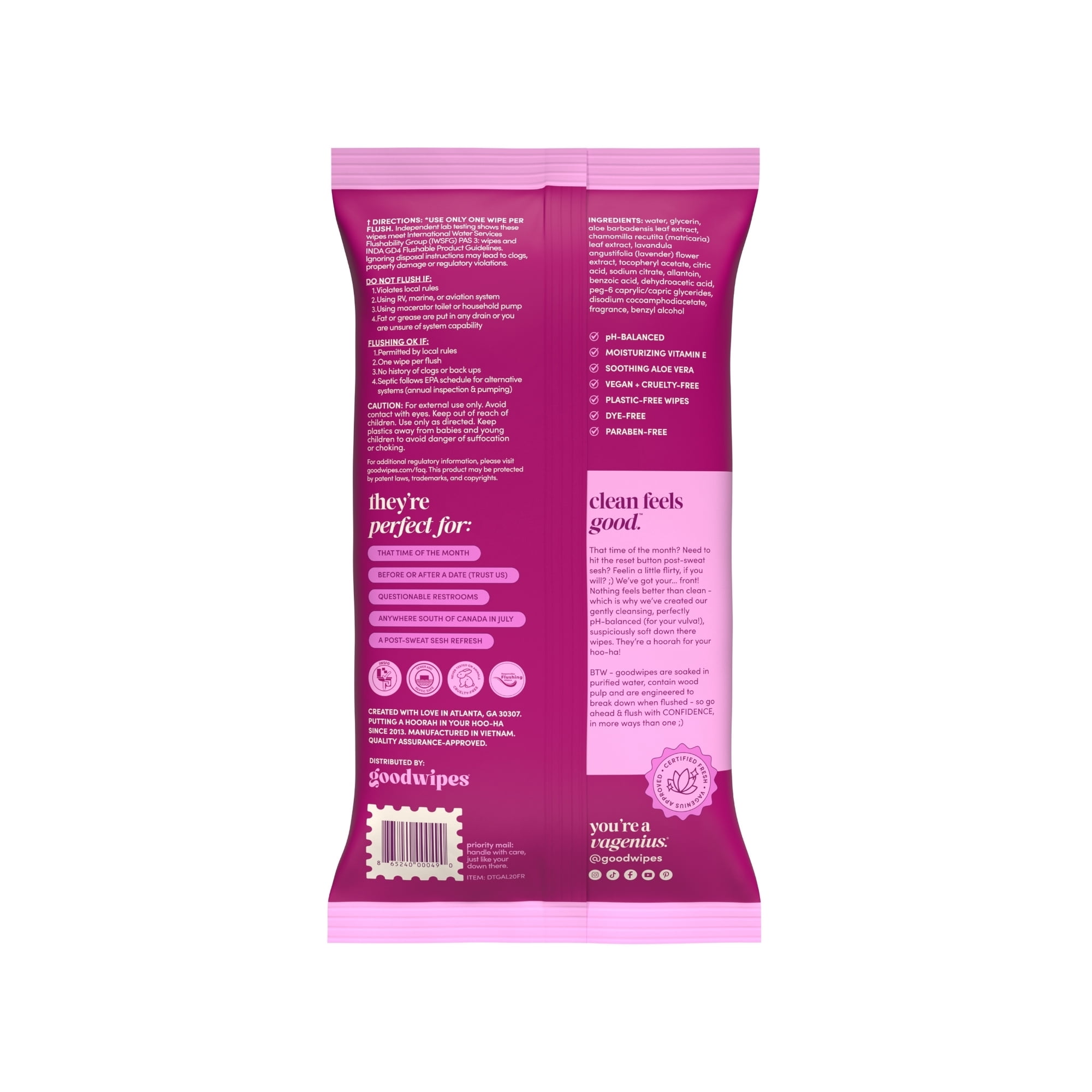goodwipes Down There Wipes, Feminine Hygiene Wipes, Rosewater Scented, 1 Pack, 20 Total Wipes