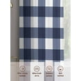 thumbnail image 7 of Navy Blue Check Semi Sheer Curtains 45 Inch Length 2 Panels Set, Farmhouse Buffalo Plaid Blue Sheer Kitchen Curtain Privacy Voile Window Curtain for Living Room Bedroom Rod Pocket Drapes, 7 of 7