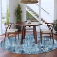 thumbnail image 3 of Blue Abstract Round Area Rug 5Ft Washable Circle Rugs for Living Room Bedroom, Vintage Geometric Gradient Oil Painting Simple Non-Slip Carpet Floor Mats Indoor Outdoor Carpet Runner Home Decor, 3 of 8