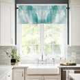 thumbnail image 3 of Teal Green Marble Kitchen Curtains Valance and Tier Curtains Set, Gold Yellow Lines Ombre Color Marble Farmhouse Curtain & Drape 3PCS Rod Pocket Window Short/Half/Small Tier Curtain 27.5x24x2, 3 of 6