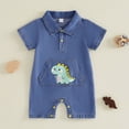 thumbnail image 2 of TOWED22 Newborn Summer Romper Clothes Graphic Print Short Sleeve Cotton Jumpsuit Bodysuit One-Piece Unisex for 3 6 12 18 Months(Blue,3-6 M), 2 of 9
