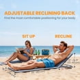 thumbnail image 4 of 2 Pieces Beach Lounge Chair, Outdoor Folding Chaise Lounge Set w/ Pillow for Sunbath, Snap, Grey, 4 of 7