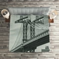 thumbnail image 2 of Ambesonne Vintage Quilted Coverlet 3 Pcs, Bridge in New York City, Queen Size, Grey, 2 of 2