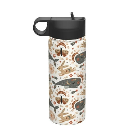 

Uemuo Ramadan Whale Print 18oz Sports Insulated Kettle Water Bottle Outdoor Sports Bottle Insulated Hydration Bottle with Handle & Flip Straw