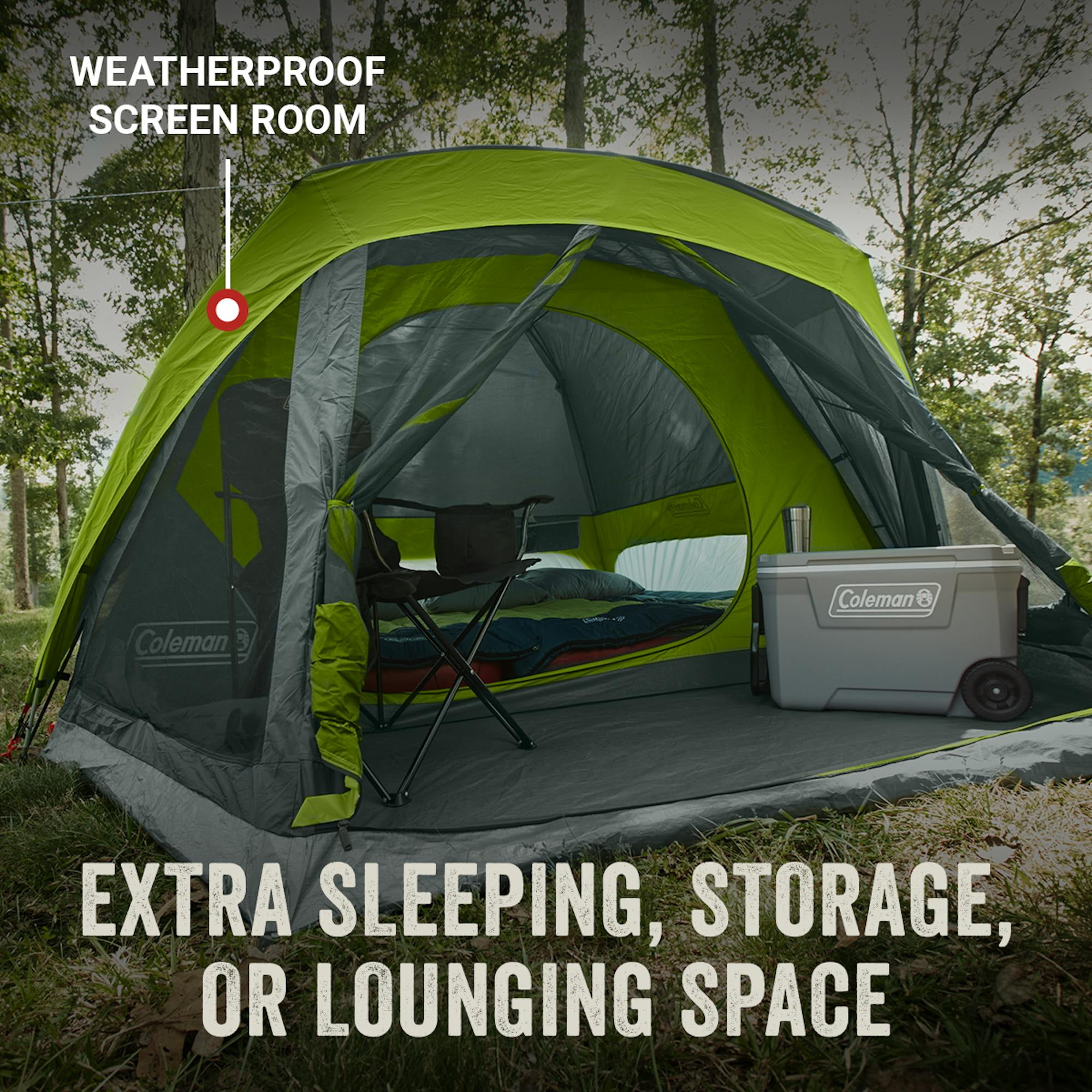 Coleman Skydome™ 4-Person Camping Tent with Screen Room, Rock Grey