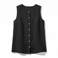 thumbnail image 6 of Babysbule Women's Sleeveless Button Down Blouse, Casual Round Neck Linen Look Tank Top for Summer Daily and Vacation Wear, 6 of 6