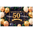 thumbnail image 2 of Golden Frame Happy Birthday Banner Decorative Design Cheers to 50 Years for Celebration Event Party Anniversary, 2 of 6