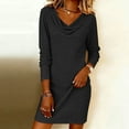 thumbnail image 2 of Stamzod Long Sleeve Dress for Women Summer Cowl Neck Elegant Wedding Dress Vacation Casual Dresses for Women Black S, 2 of 7