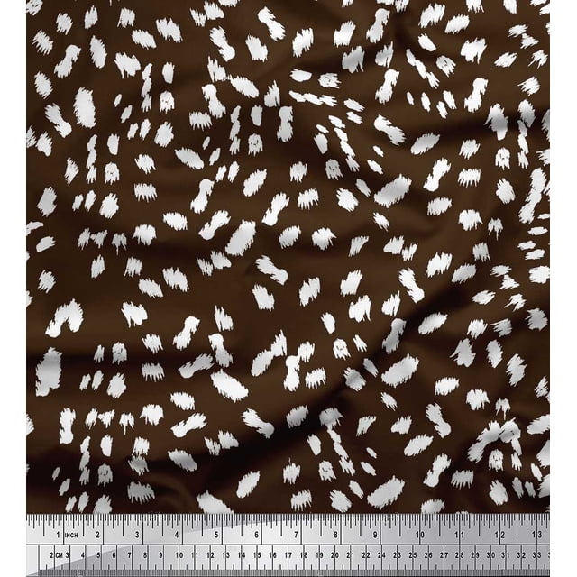 Soimoi Brown Poly Georgette Fabric Cow Animal Skin Print Fabric by the Yard 52 Inch Wide
