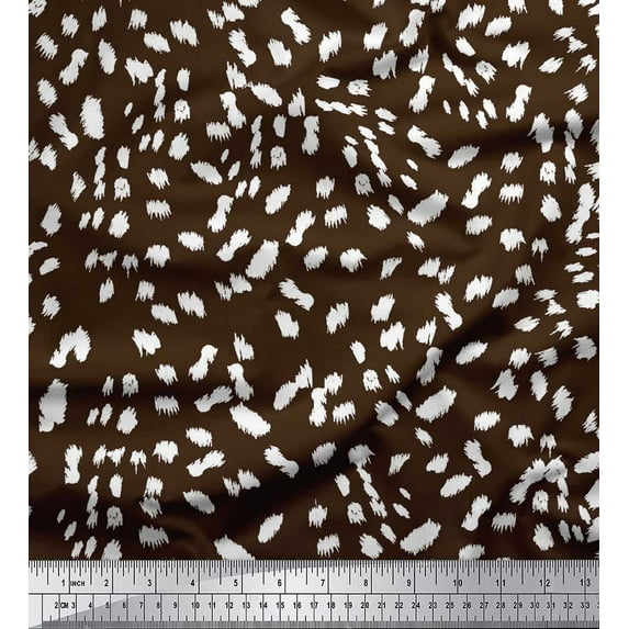 Soimoi Brown Rayon Fabric Cow Animal Skin Printed Craft Fabric by the Yard 58 Inch Wide