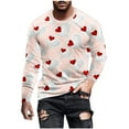 thumbnail image 2 of Lilgiuy Men Casual Round Neck Long Sleeve Pullover Valentine's Day 3D Printed T-Shirt Blouse for Vacation Festival Holiday, 2 of 5