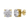 thumbnail image 2 of 3.00 Ct Round Moissanite Diamond 925 Sterling Silver Gold Vermeil Solitaire Ring Pendant Earring Set, 2 of 5
